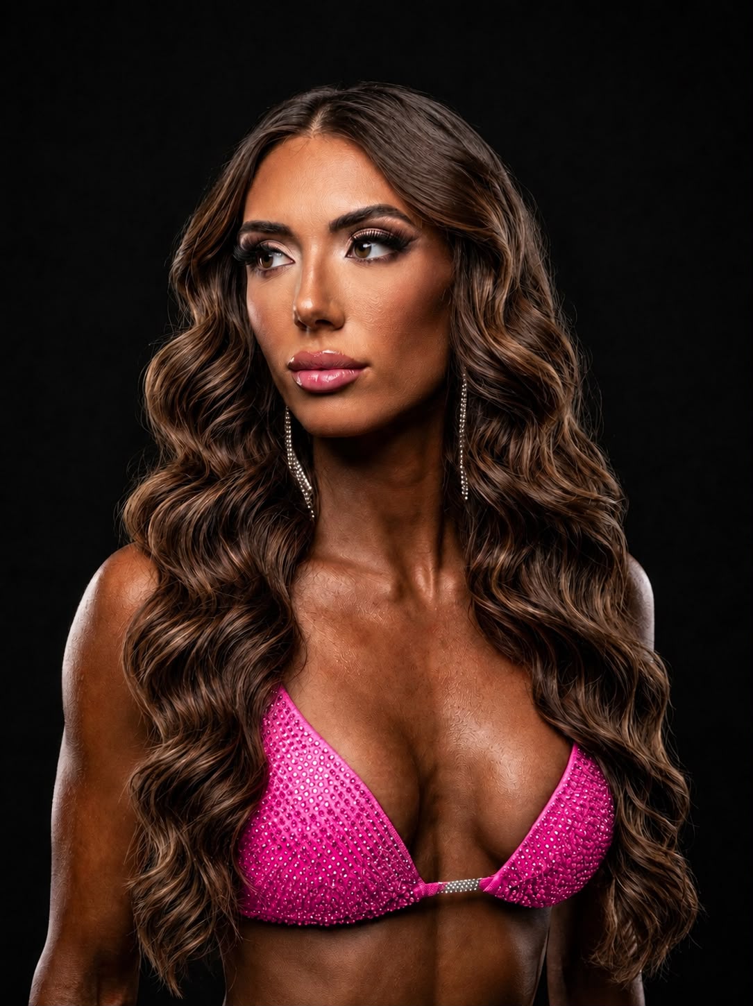 Pink suit bronzed glam